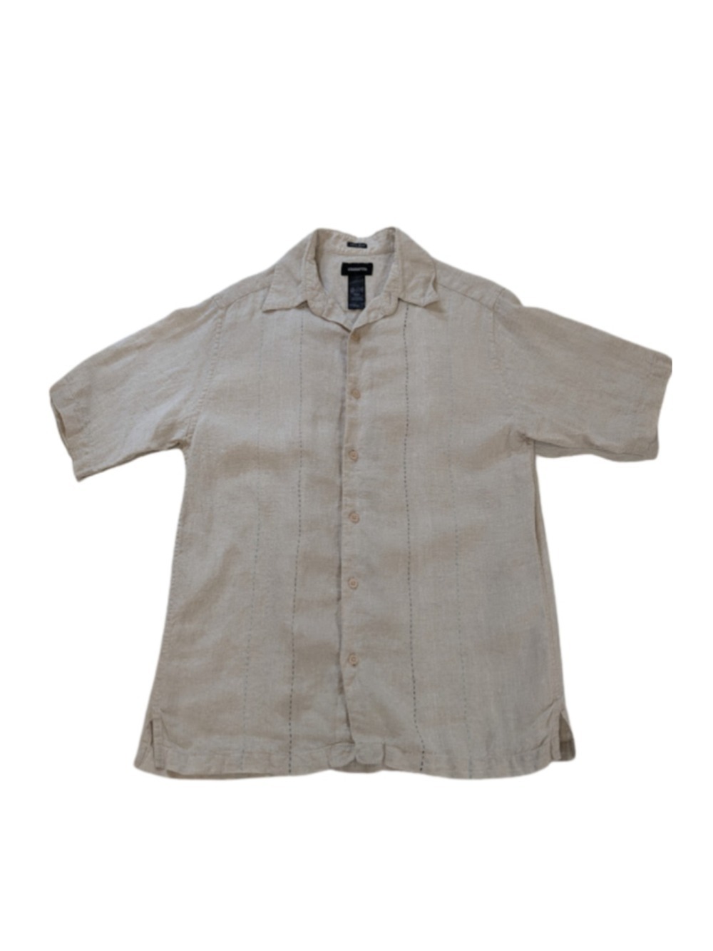 Claiborne Men’s Linen Button Down Shirt Beige Coastal Casual Minimalist Small